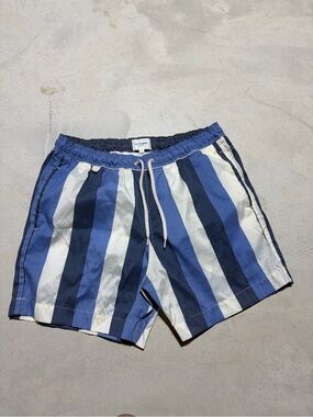 Octobre editions Striped Rob Swim Shorts blue ecru navy large